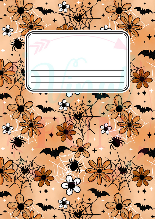 Composition Notebook Cover Transfer Sheets- Orange Webs