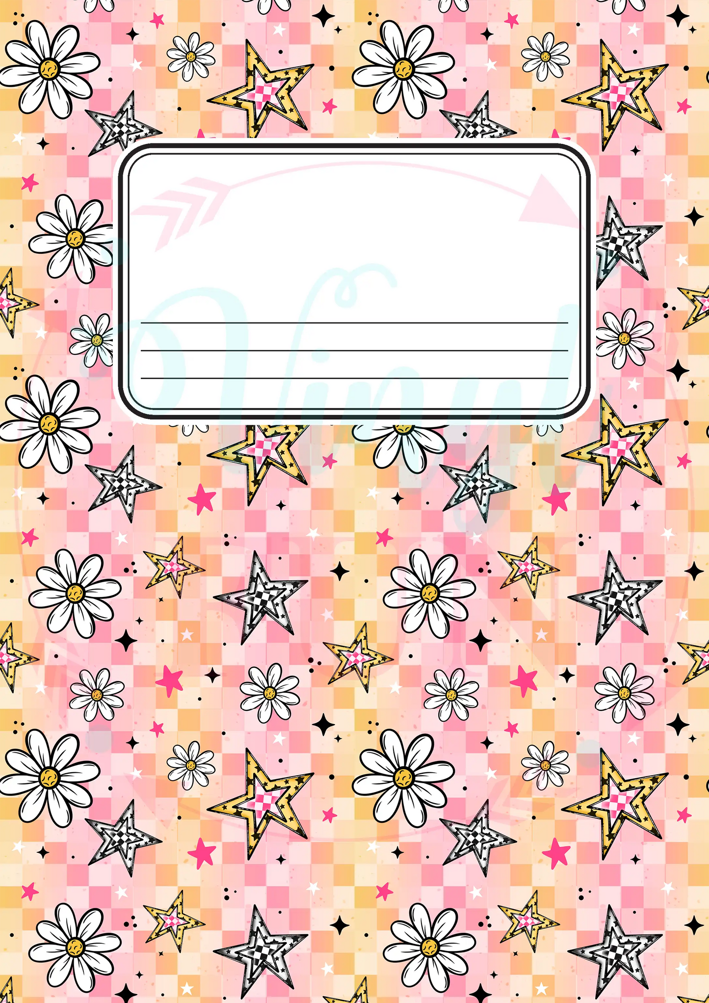 Composition Notebook Cover Transfer Sheets-Pink & Yellow Stars