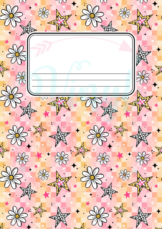 Composition Notebook Cover Transfer Sheets-Pink & Yellow Stars