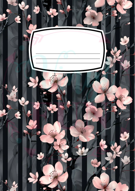 Composition Notebook Cover Transfer Sheet -Black Cherry Blossom