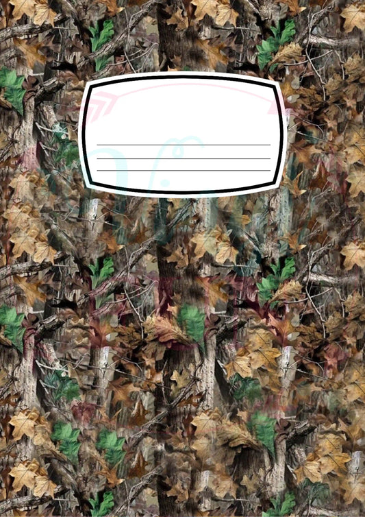 Composition Notebook Cover Transfer Sheet -Tree Camo