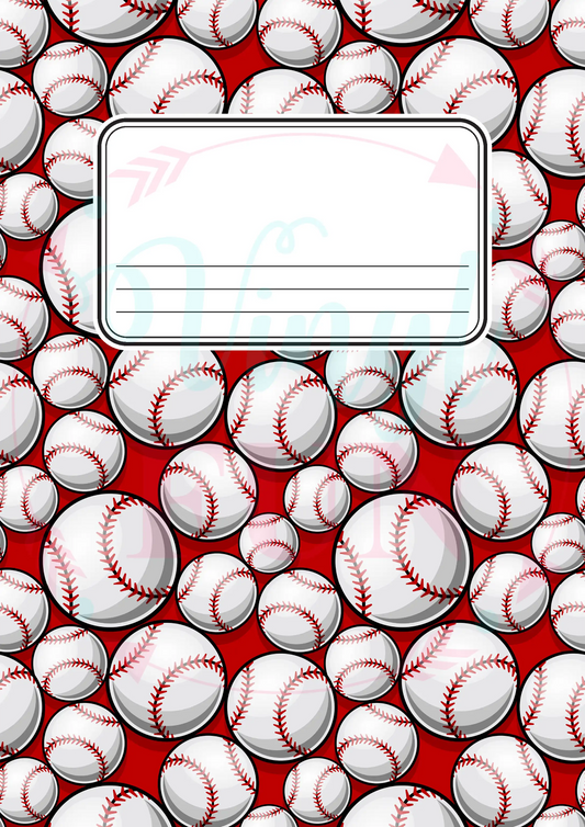 Composition Notebook Cover Transfer Sheets- Red Baseball
