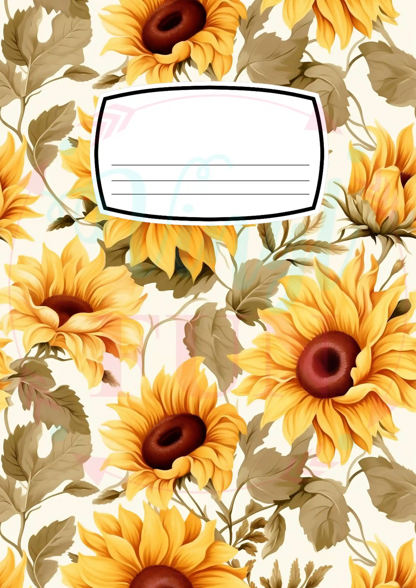 Composition Notebook Cover Transfer Sheet -Sunflowers