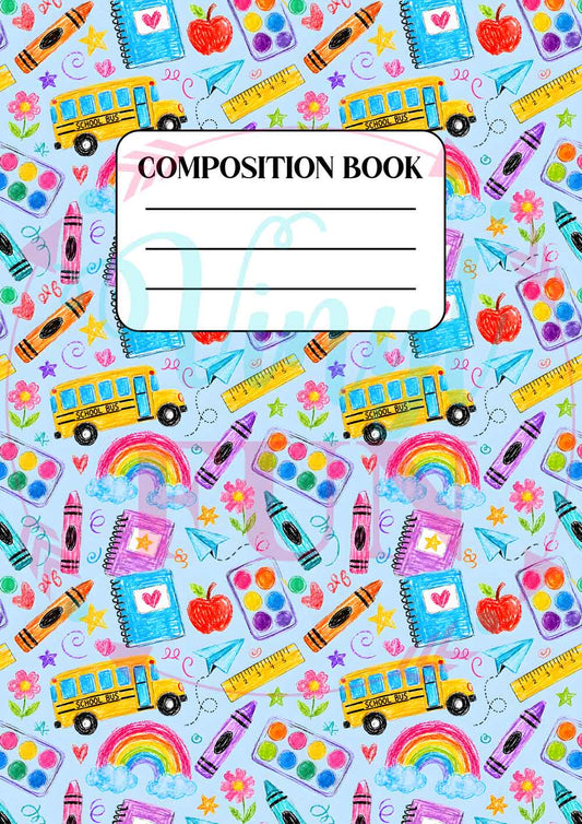 Composition Notebook Cover Transfer Sheets- Blue Background School NB1