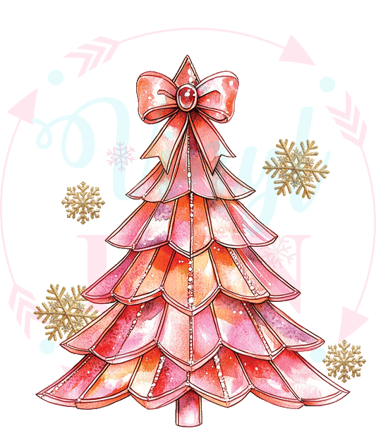 Pink Tree With Snowflakes Transfer -XM10