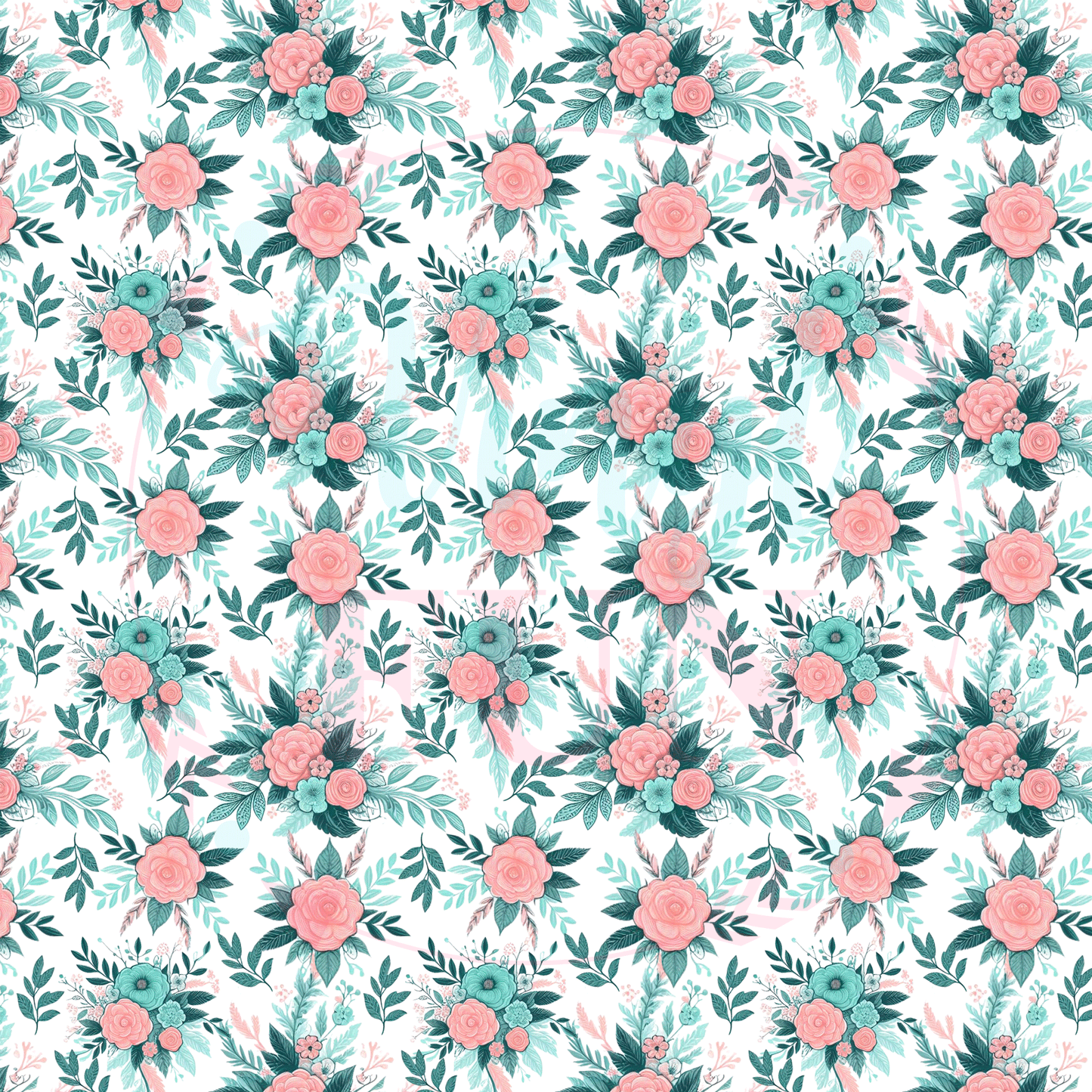 Coral & Mint Floral Pattern-A5