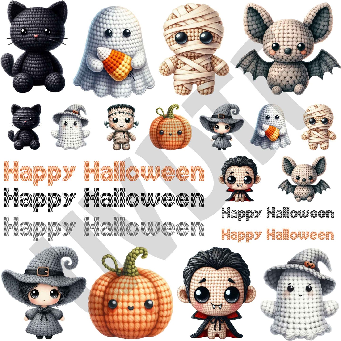 UVDTF Crochet Halloween Elements