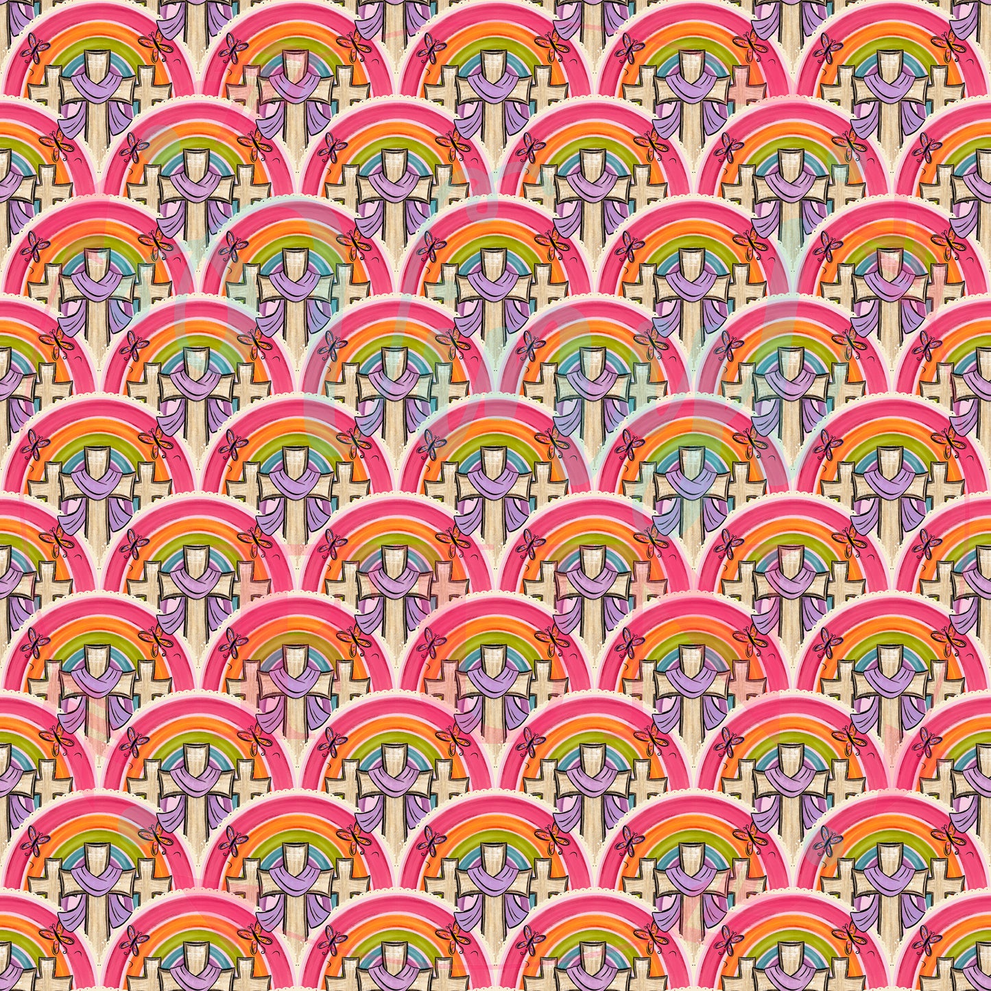 Cross And Rainbow Pattern-A13