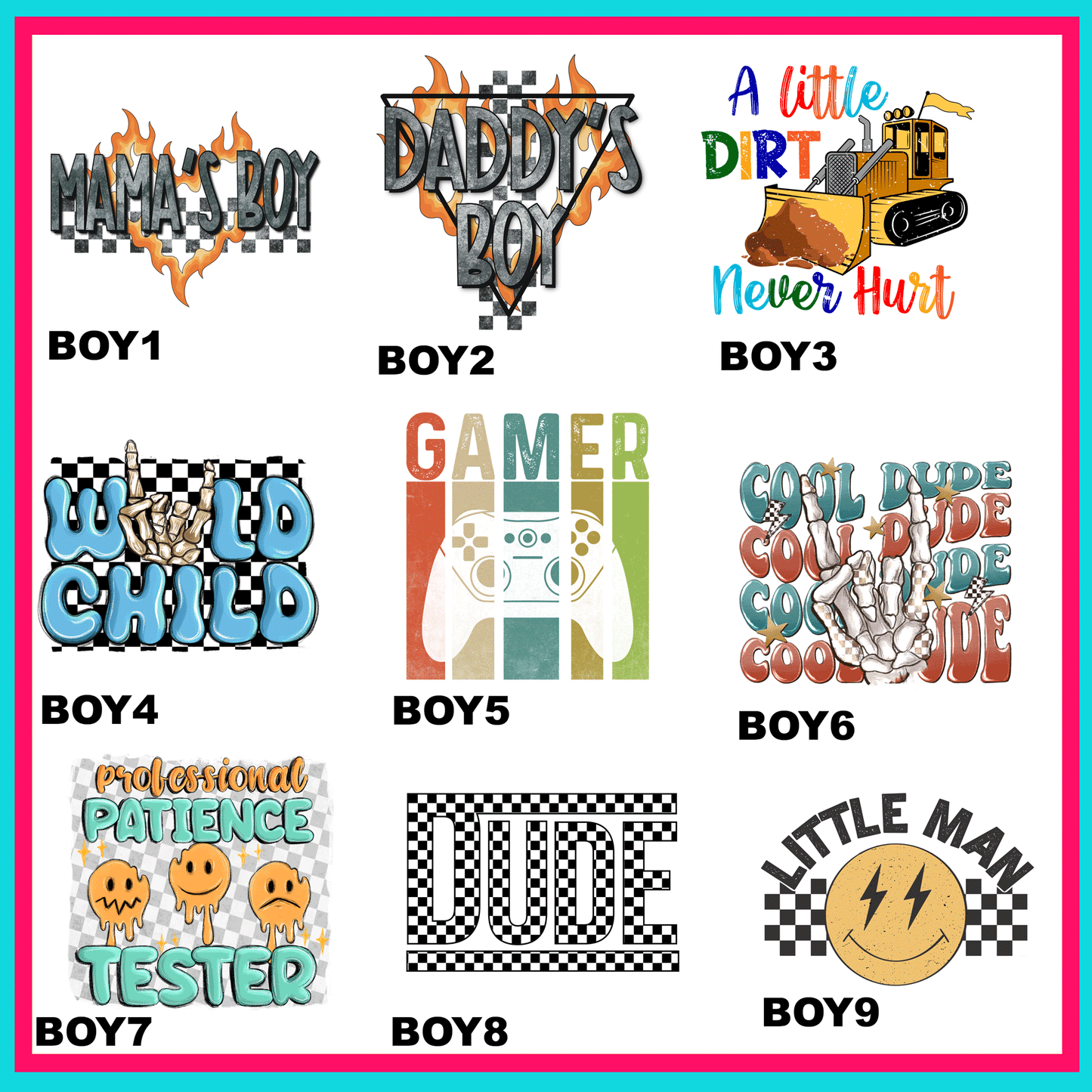 Boy Life Transfers -For Fabrics