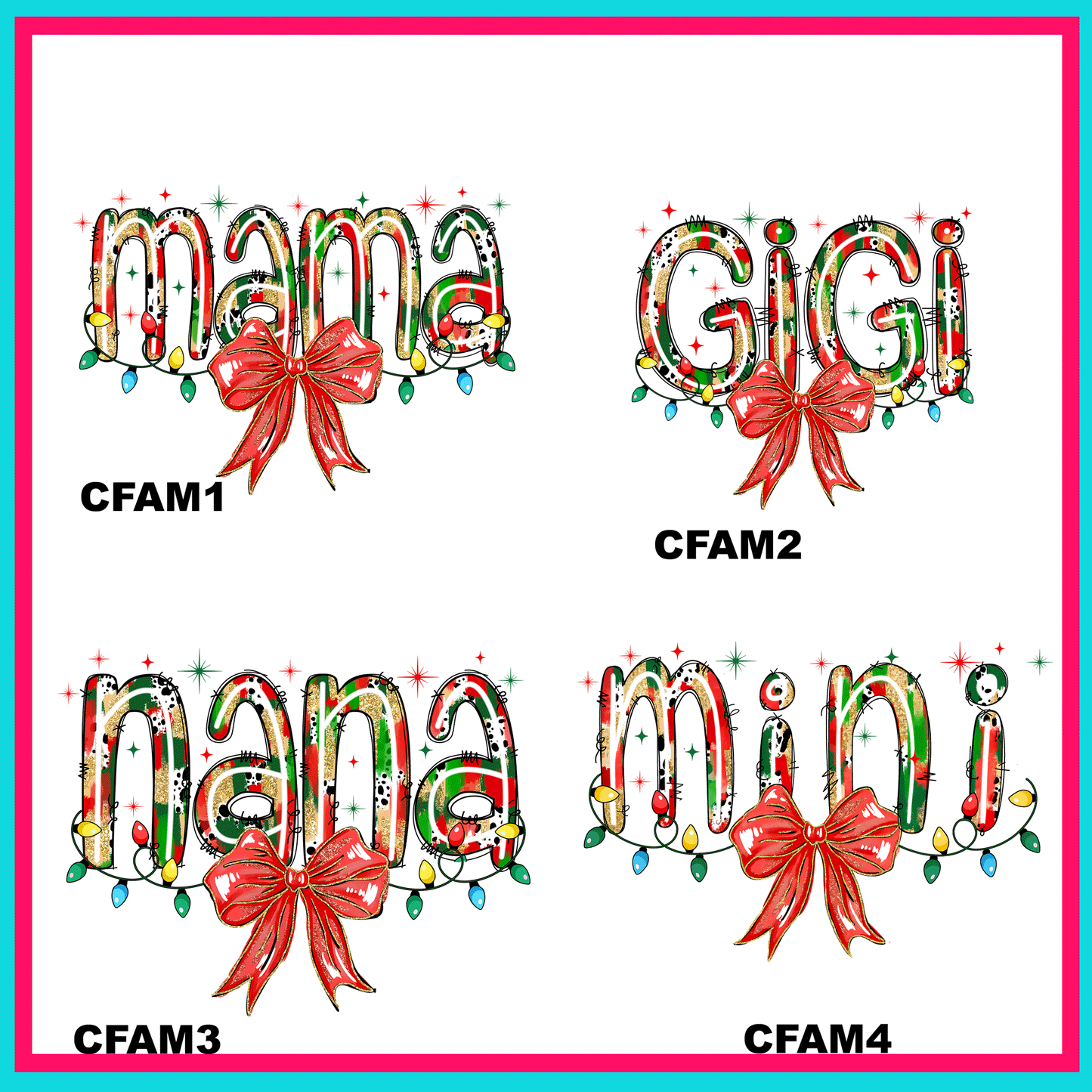 Christmas Fam Transfers - For Fabrics