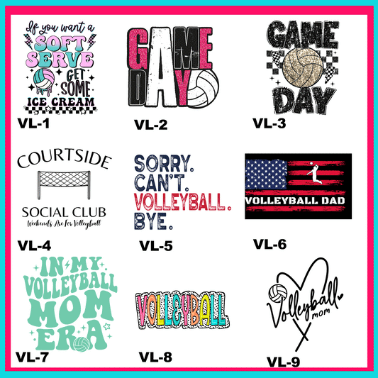 Volleyball Life Transfers -For Fabrics