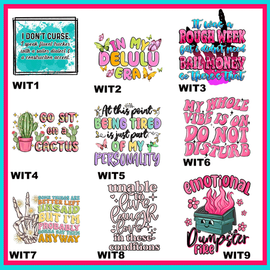 Witty Transfers -For Fabrics