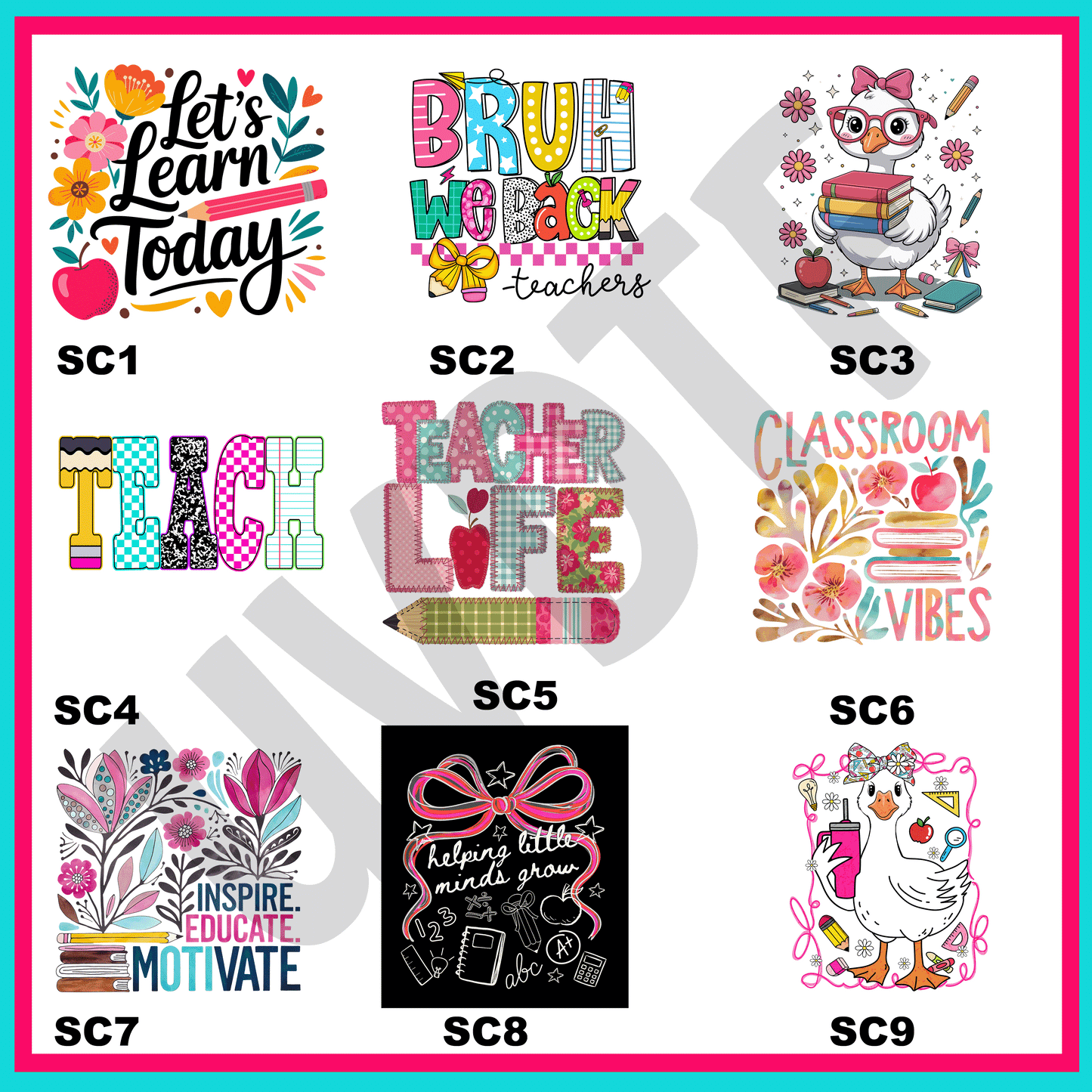 UVDTF School Is Cool Decals