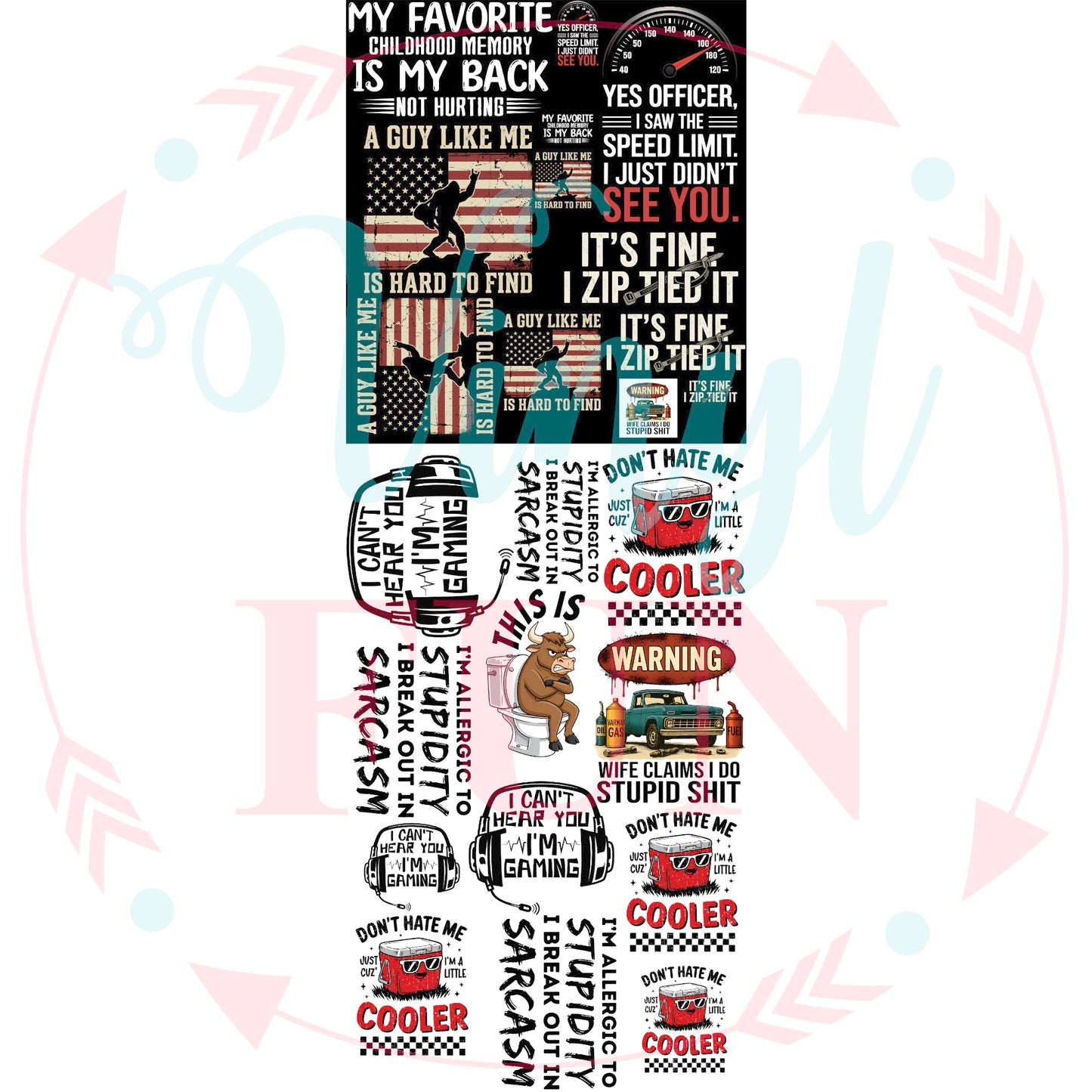 Dude Stuff Gang Sheet 22"x60"