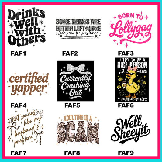 Funny AF Transfers - For Fabrics
