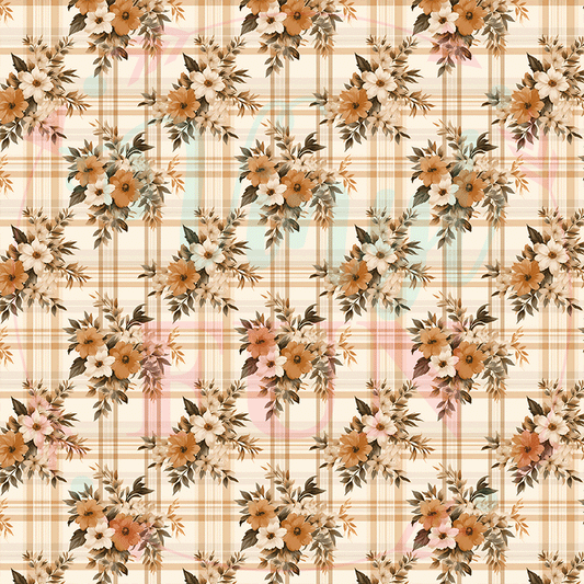 Fall Floral Plaid Pattern