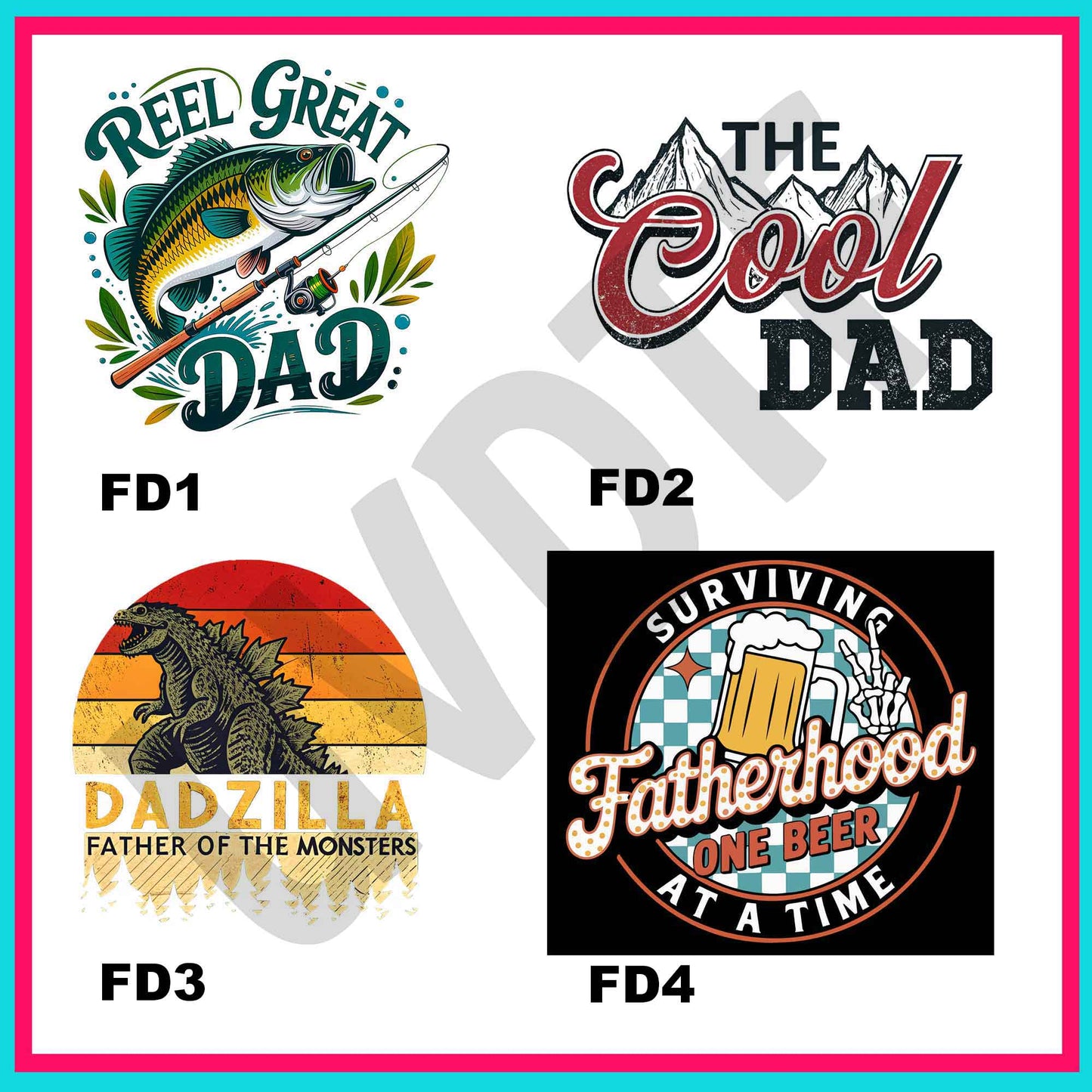 UVDTF Dad Vibes Decals