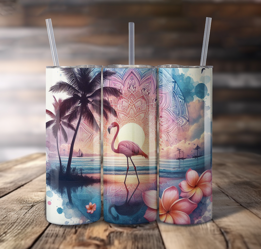Flamingo Sunset Wrap For Straight Tumbler - S801