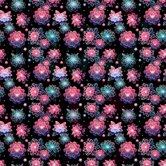Fun Floral Black Background Pattern