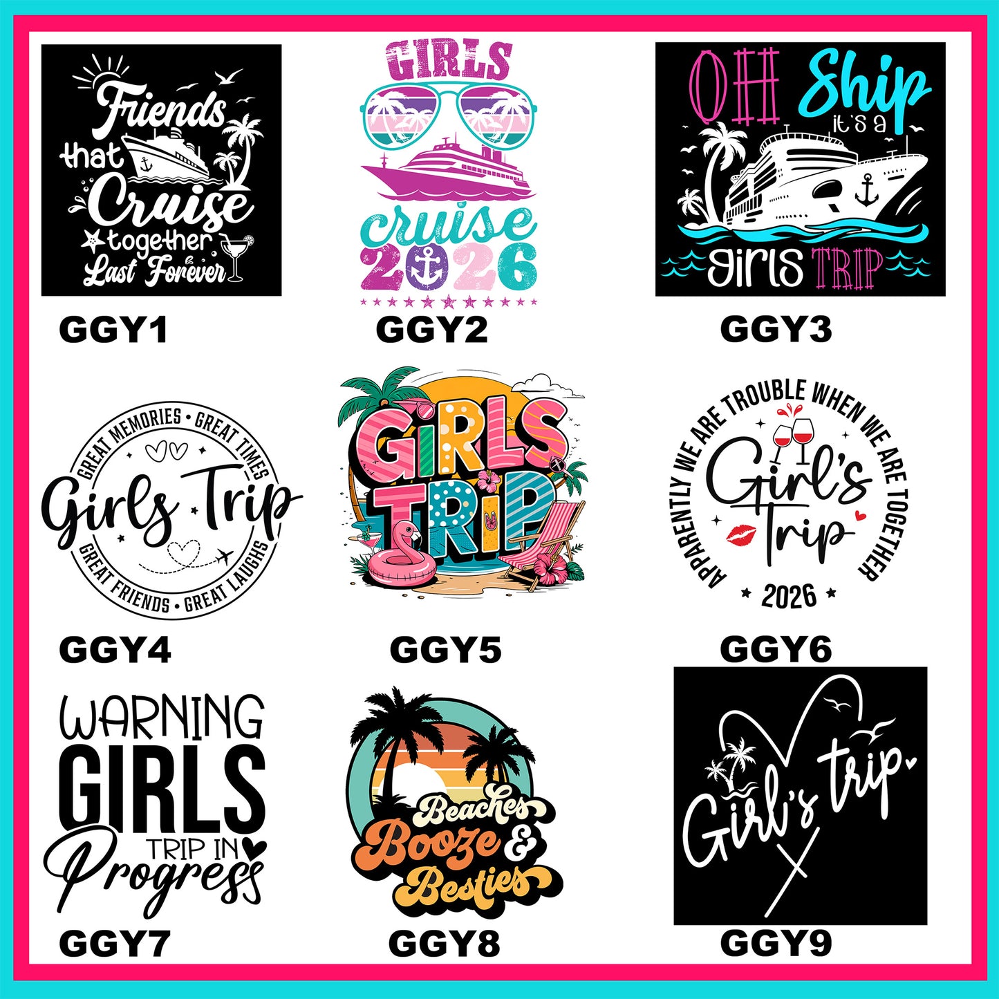 Girly Getaway Transfers -For Fabrics