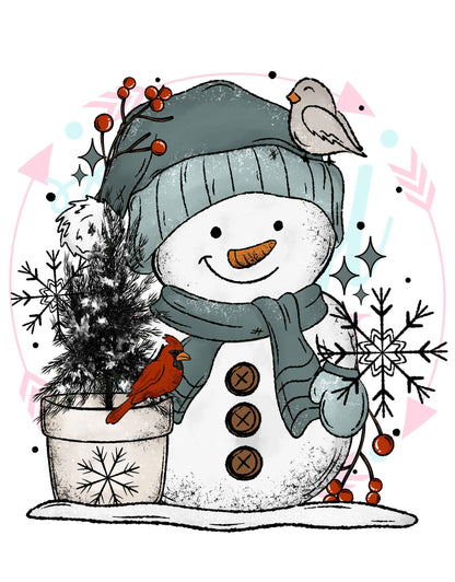 UVDTF Snowman & Birds Decal -WN11