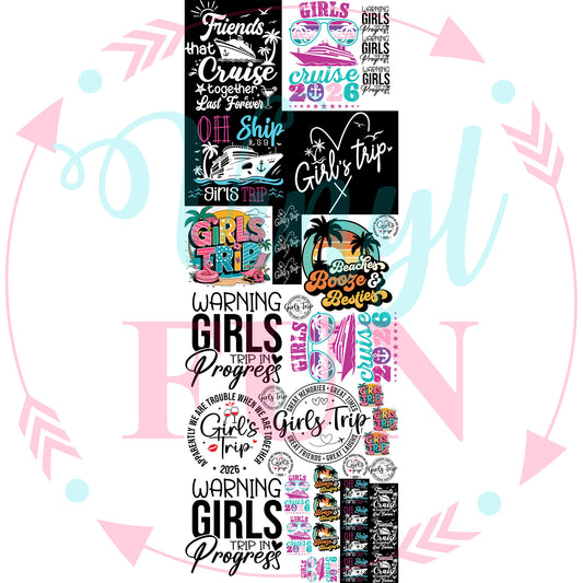 Girly Getaway Gang Sheet 22"x60"
