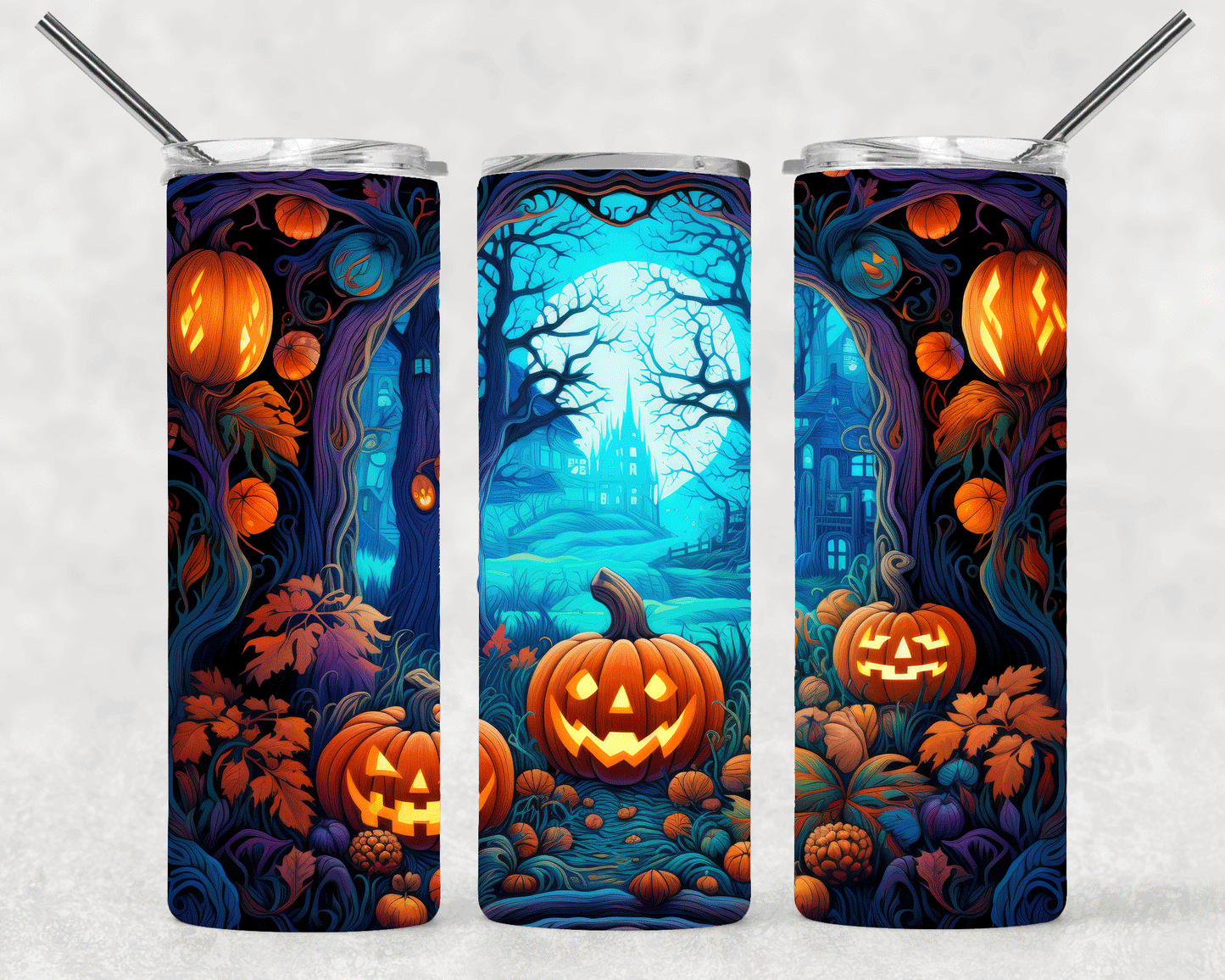 Pumpkin Halloween Design Wrap For Straight Tumbler-S204