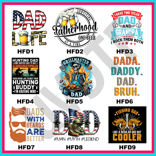 UVDTF Dad's Day Sheet Decals