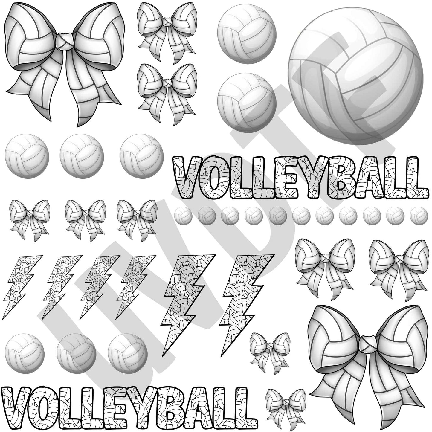 UVDTF I Love Volleyball Elements