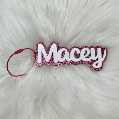 Custom Acrylic Name Bag Tag-Glitter