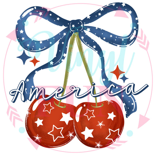 Patriotic Cherry Time Transfer - JULY3