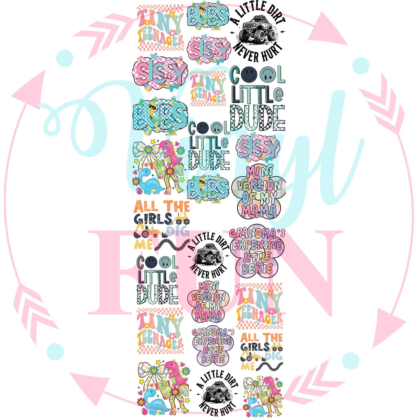 Kids Rule Gang Sheet 22"x60"