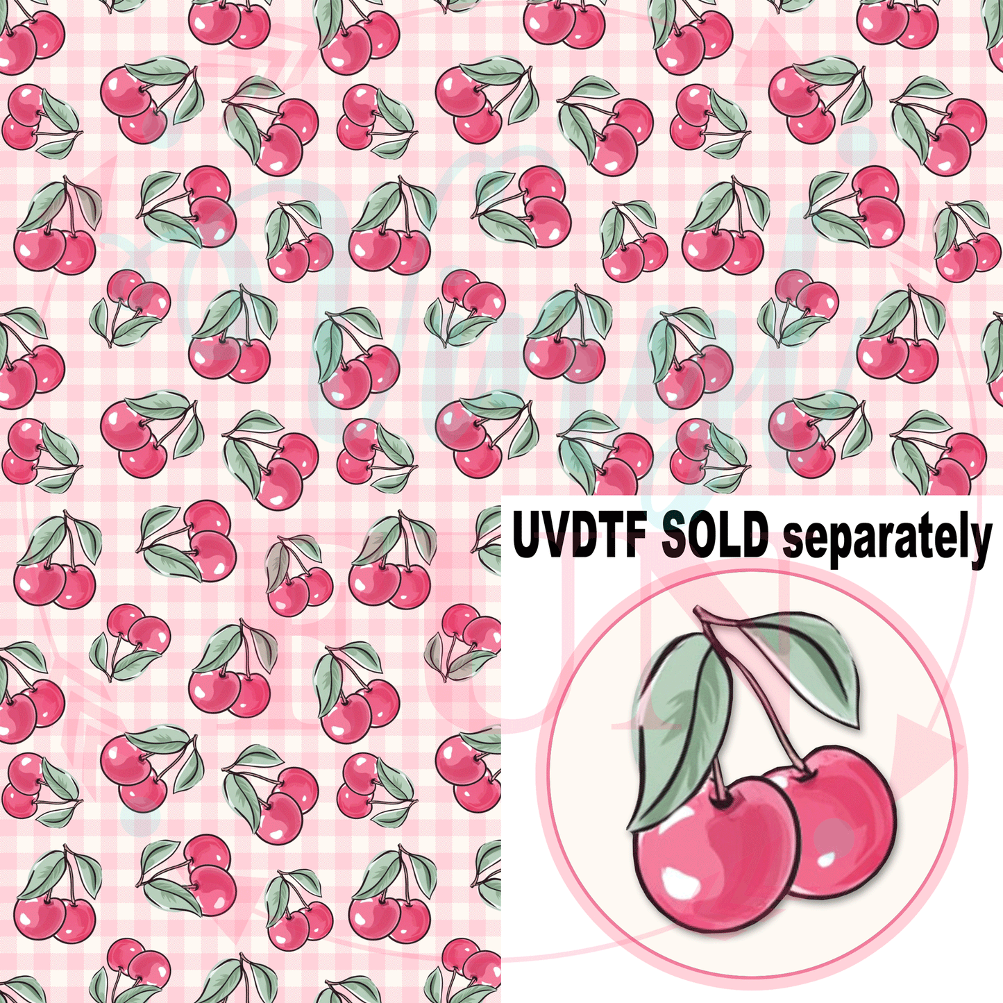 Pink Plaid With Cherries Pattern-B1