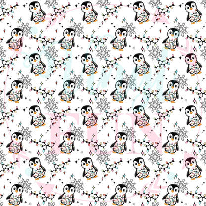 Penguin Wrapped In Lights Pattern