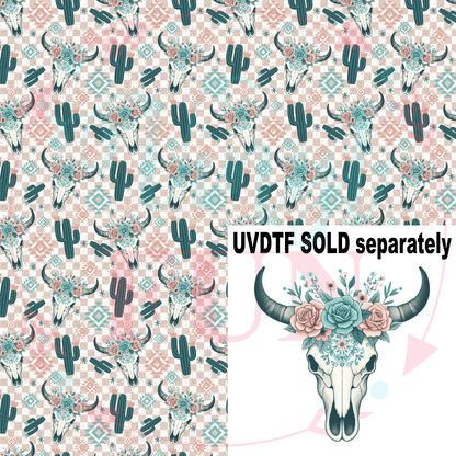 Floral Bull Skulls Pattern-F21