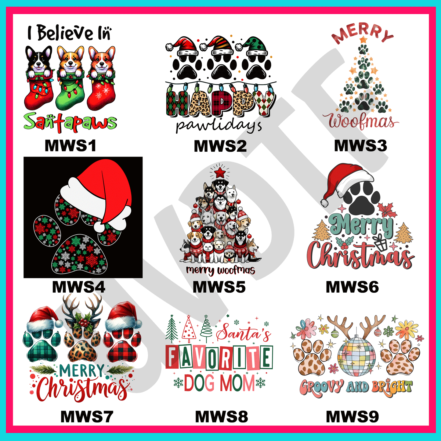 UVDTF Merry Woofmas Decals