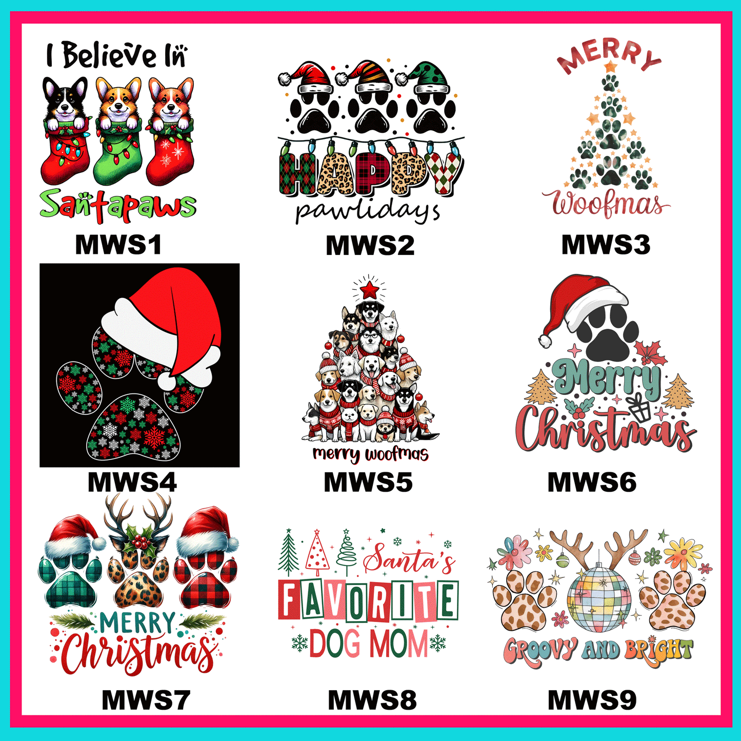 Merry Woofmas Transfers-For Fabrics