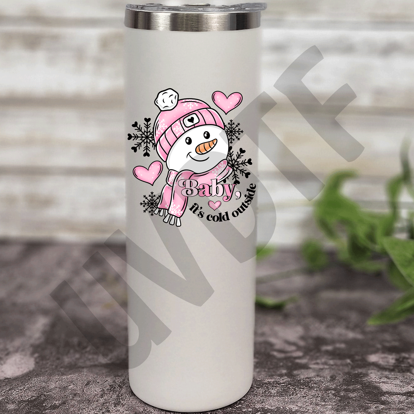 UVDTF Pink Snowman Decal-WN5