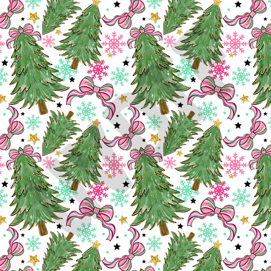 UVDTF Preppy Bow Christmas Trees Elements