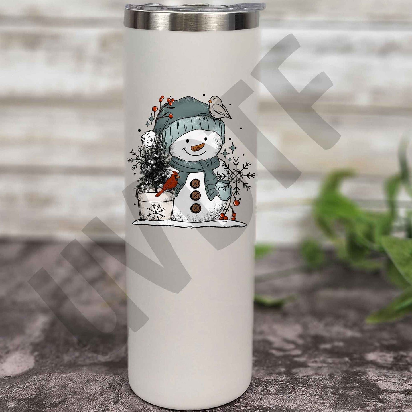 UVDTF Snowman & Birds Decal -WN11