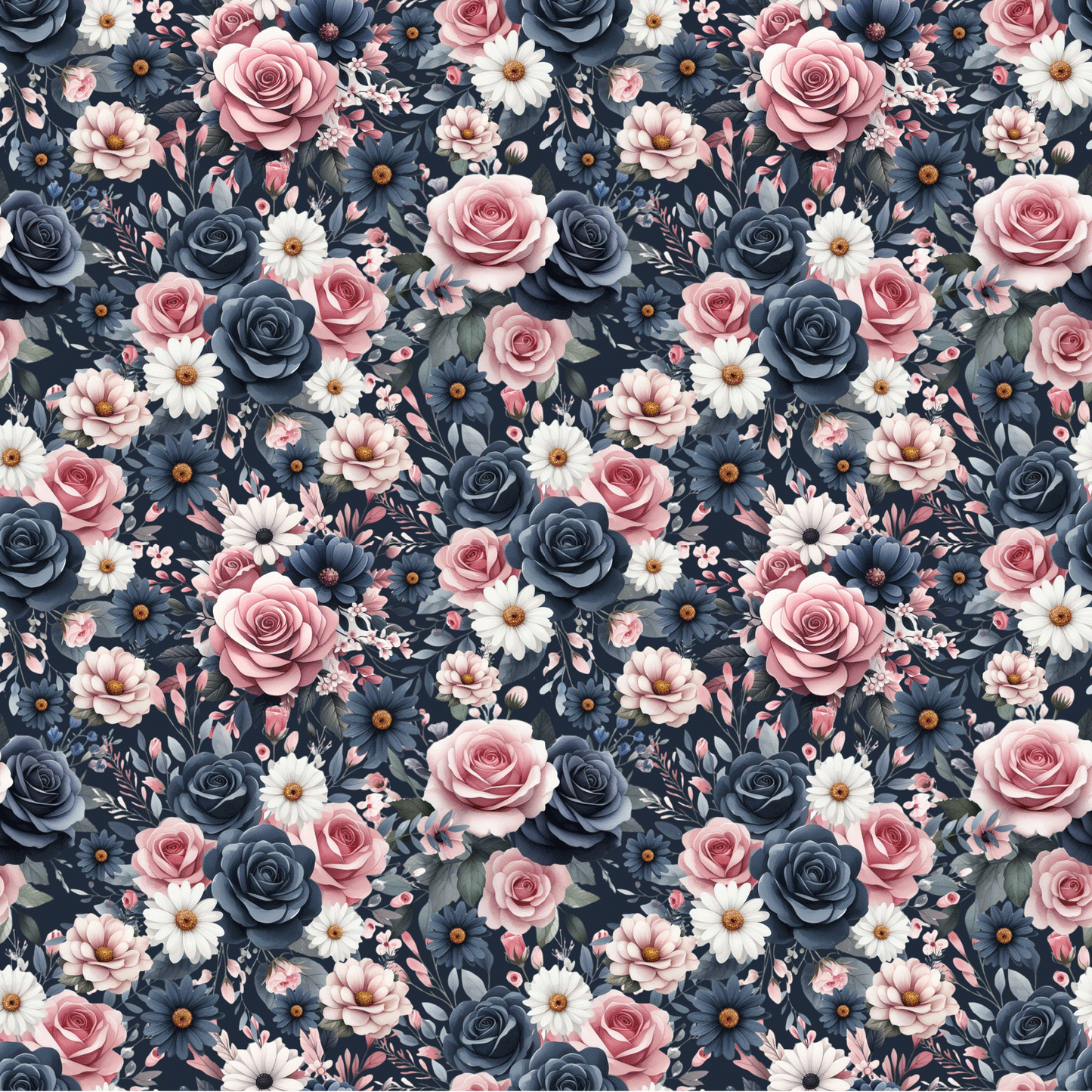 Navy & Pink Florals Pattern-A10