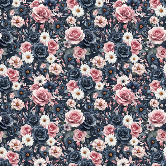 Navy & Pink Florals Pattern-A10