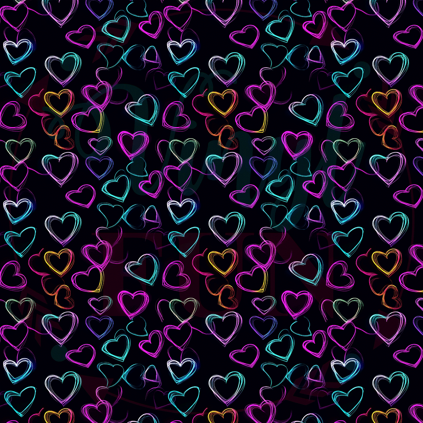 Neon Hearts Pattern