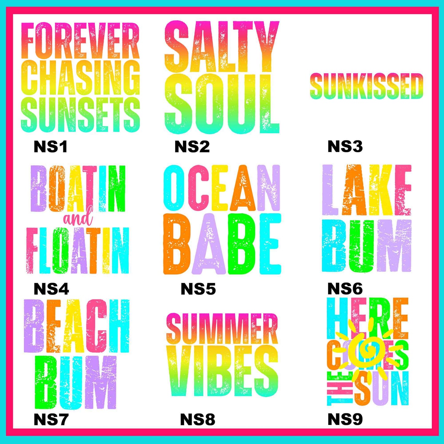 Neon Summer Transfers - For Fabrics