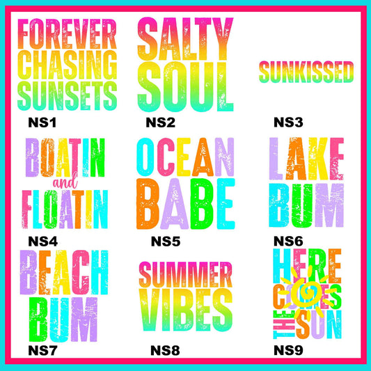 Neon Summer Transfers - For Fabrics
