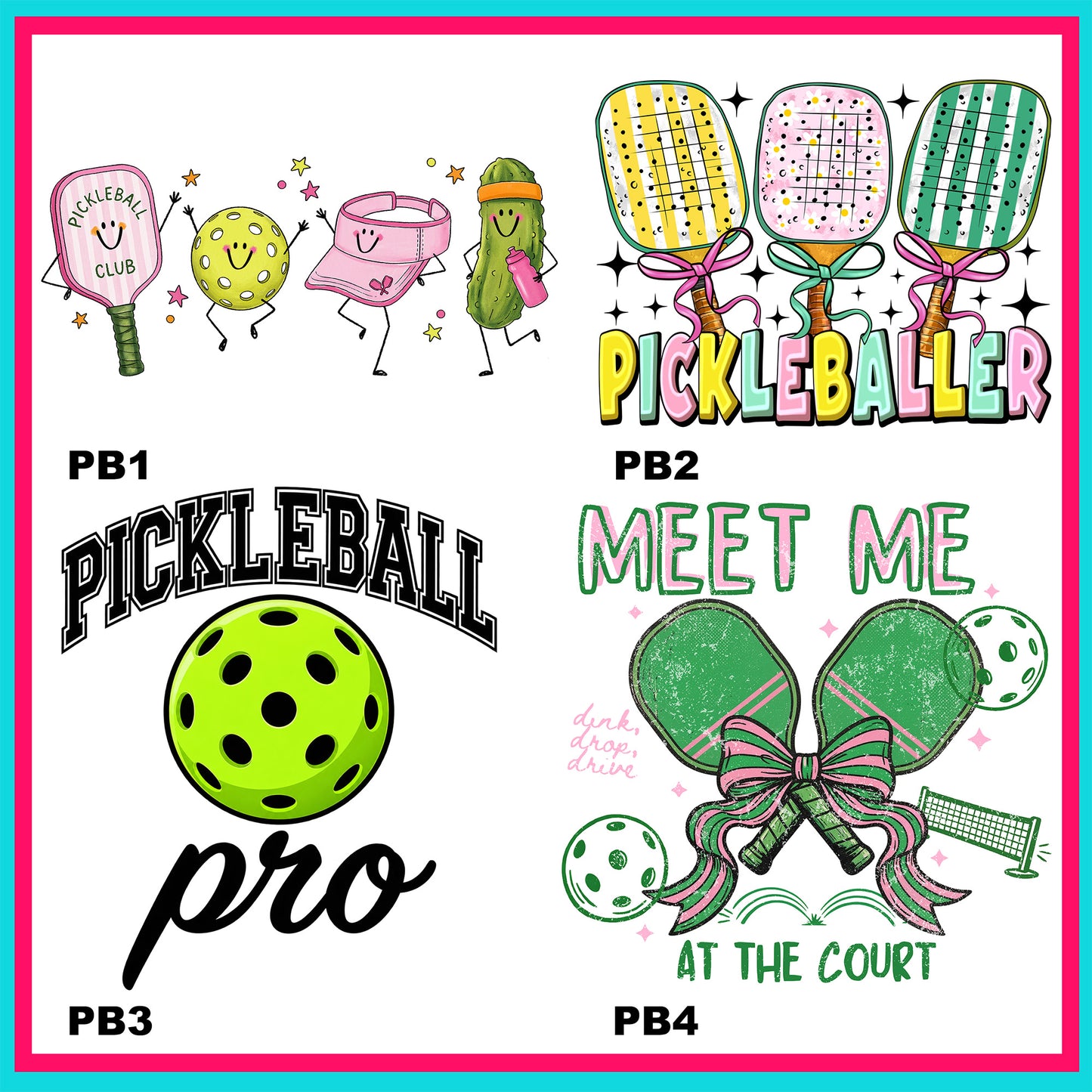 Pickleballer Transfers - For Fabrics