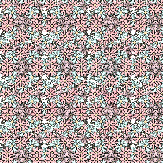 PInk & Blue Daisies Pattern-A3