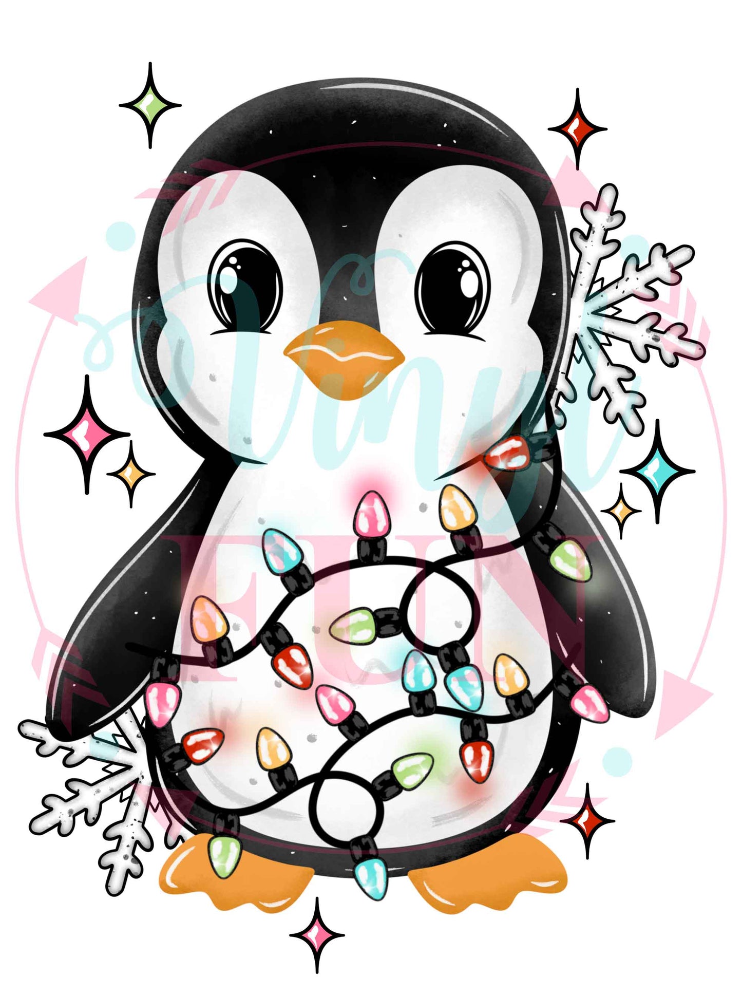 Penguin Wrapped In Lights Transfer -XM33