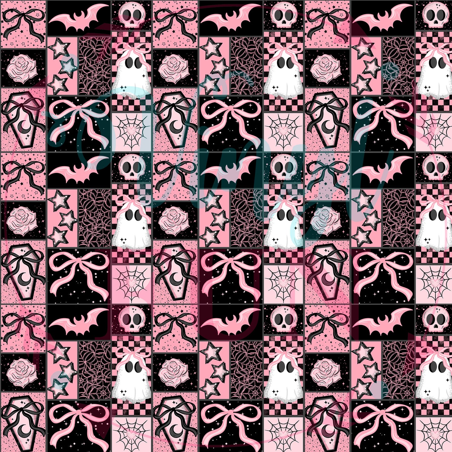Pink Halloween Patchwork Pattern
