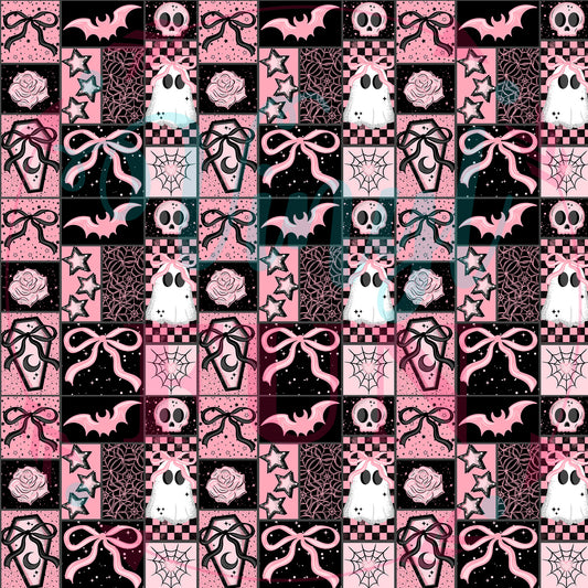Pink Halloween Patchwork Pattern